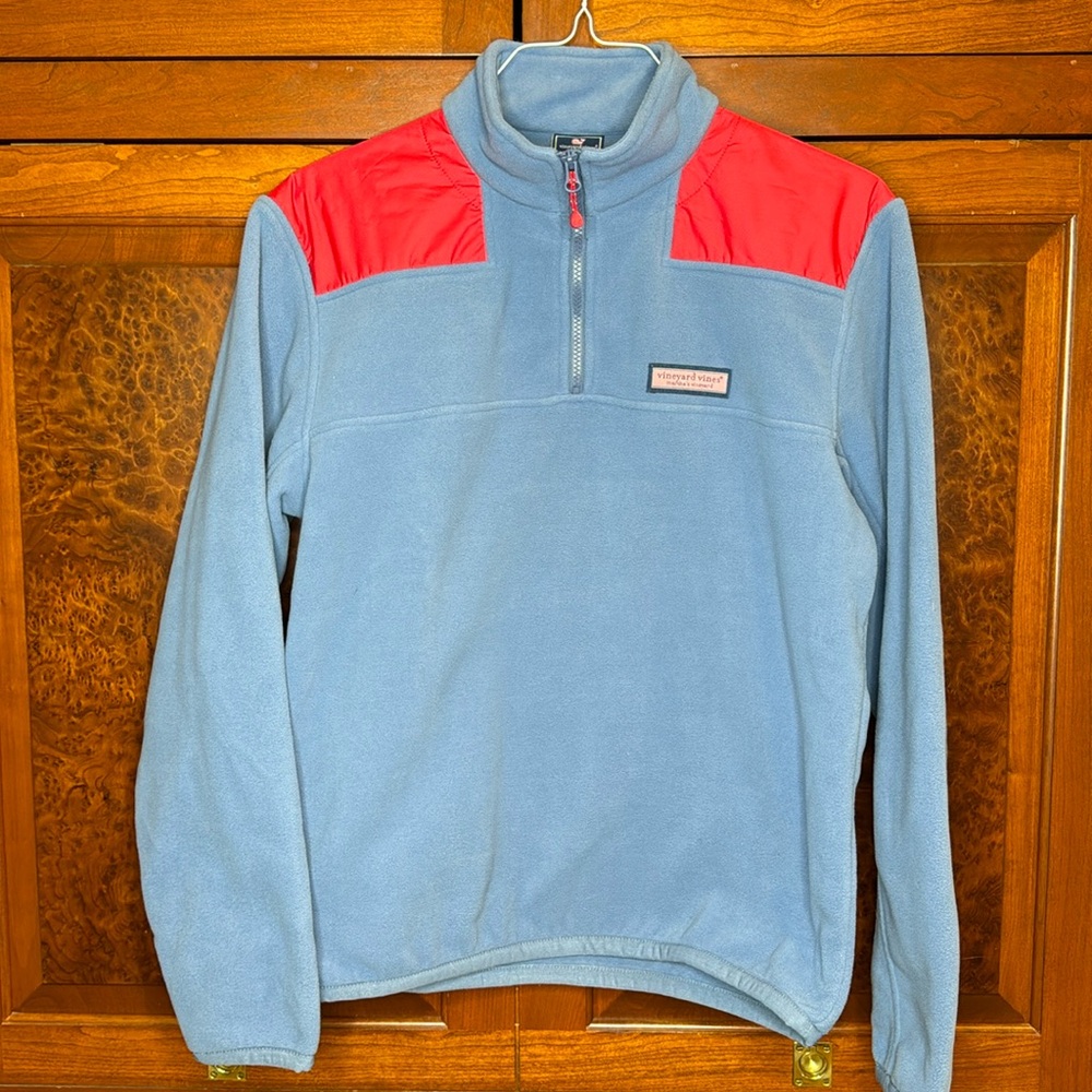 Vineyard vines men’s S Shep shirt 1/4 zip, 100% polyester, blue fleece, 🥍